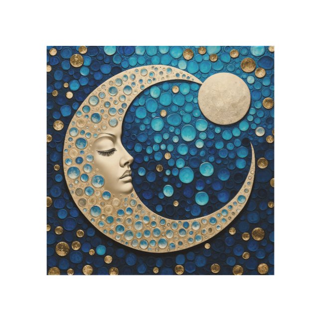 Celeste : Woman in the moon Wood Wall Art (Front)
