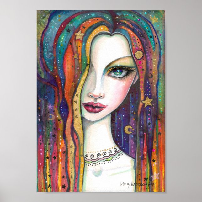 Celestia Bohemian Celestial Girl by Molly Harrison Poster (Front)