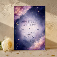 Celestial 21st Birthday Invitation | Elegant Stars