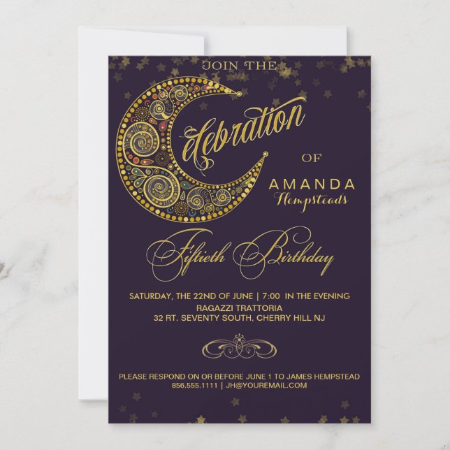 Celestial 50th Birthday Party Invitation (Front)