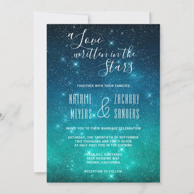 Celestial A Love Written in the Stars Wedding Invitation (Front)