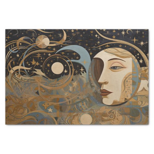 Celestial Abstract Geometric Painting Decoupage  Tissue Paper