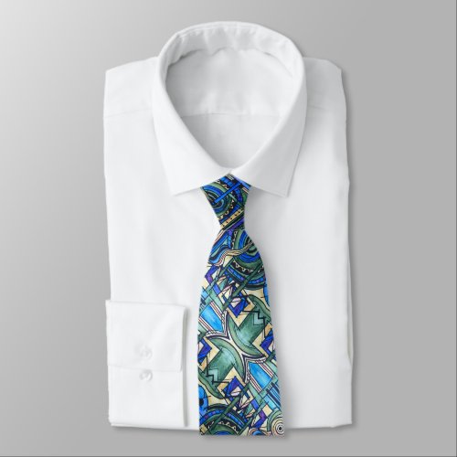 Celestial-Abstract Geometric Pattern Neck Tie
