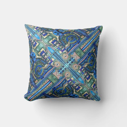 Celestial-Abstract Geometric Pattern Throw Pillow