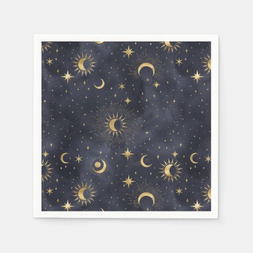 Celestial abstract night sky napkins