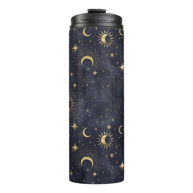Celestial abstract night sky pattern thermal tumbl tumbler (Front)