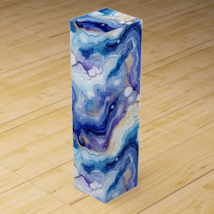 Celestial Agate Abstract Galaxy Stone Pattern Wine Box