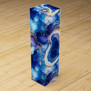 Celestial Agate Abstract Geode Stone Pattern Wine Box