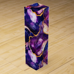 Celestial Agate Cosmic Abstract Mineral Pattern Wine Box