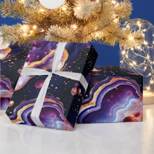 Celestial Agate Cosmic Galaxy Stone Wrapping Paper
