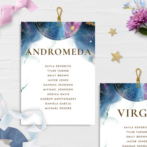 Celestial Andromda Seating Chart Card w Guest Name