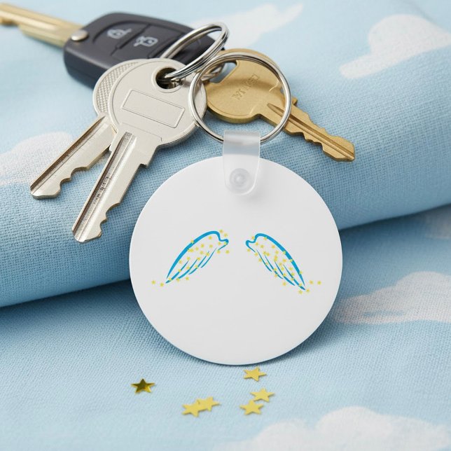 Celestial Angel Wings with Sparkling Stars  Keychain (Creator Uploaded)