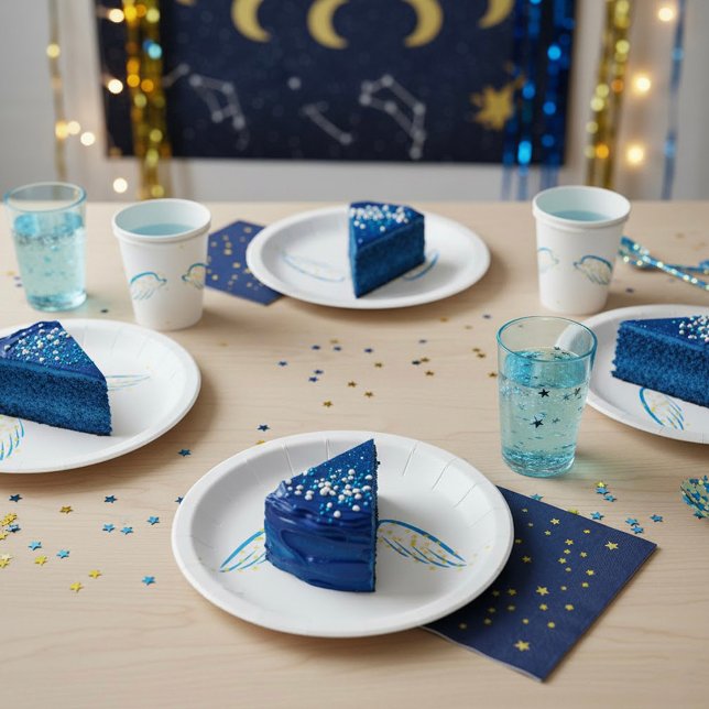 Celestial Angel Wings with Sparkling Stars  Paper Plates (Creator Uploaded)