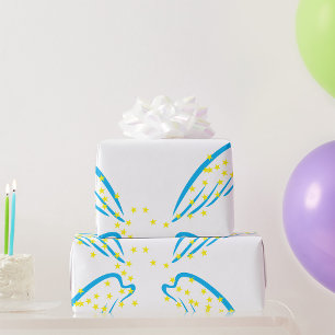 Celestial Angel Wings with Sparkling Stars Wrapping Paper