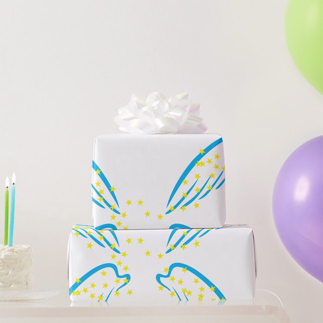 Celestial Angel Wings with Sparkling Stars  Wrapping Paper (Creator Uploaded)