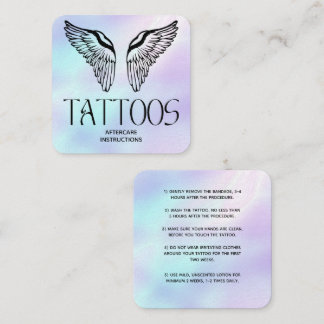 Celestial Angle Tattoo Aftercare Instructions Square Business Card