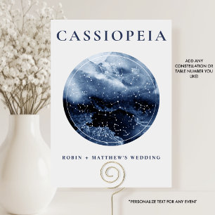 Celestial, Any Constellation Blue and Gray Table Number