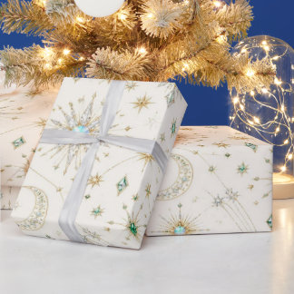 Celestial Aqua Pearl Christmas Wrapping Paper