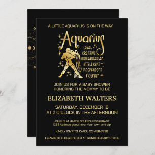 Celestial Aquarius Zodiac Baby Shower Invitation