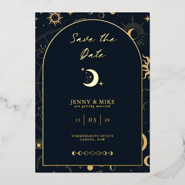 Celestial Arch Save the Date Foil Invitation (Front)