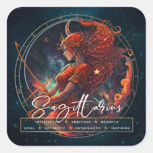 Celestial Archer Sagittarius Constellation Zodiac Square Sticker