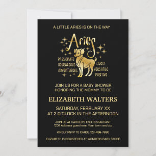Celestial Aries Zodiac Baby Shower Invitation