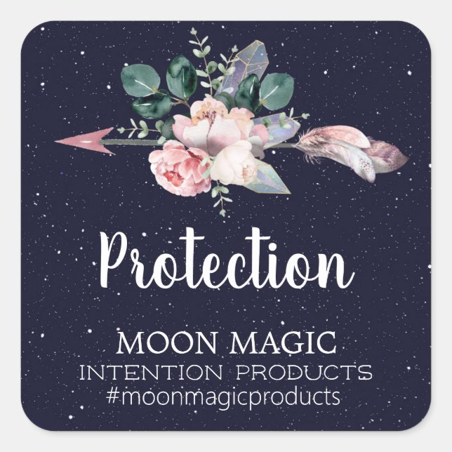 Celestial Arrow Crystal Intention Candle Labels (Front)