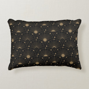 Celestial Art Deco 1920's Vintage Moon and Stars Accent Pillow