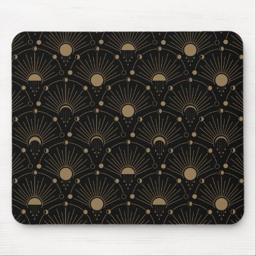 Celestial Art Deco 1920s Vintage Moon and Stars Mouse Pad