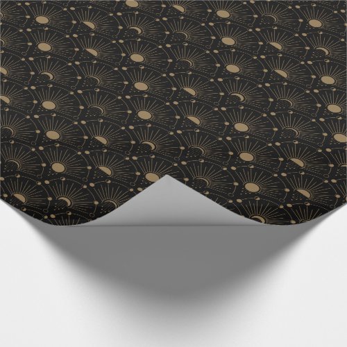 Celestial Art Deco 1920s Vintage Moon and Stars Wrapping Paper