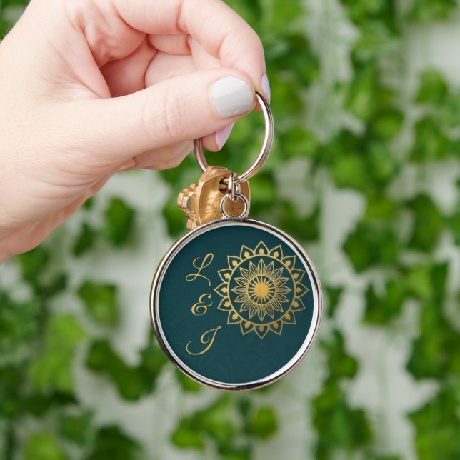 Celestial Art Deco Rainbow & Sun Keychain (Hand)