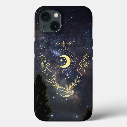 Celestial art Moon and Stars iPhone 13 Case