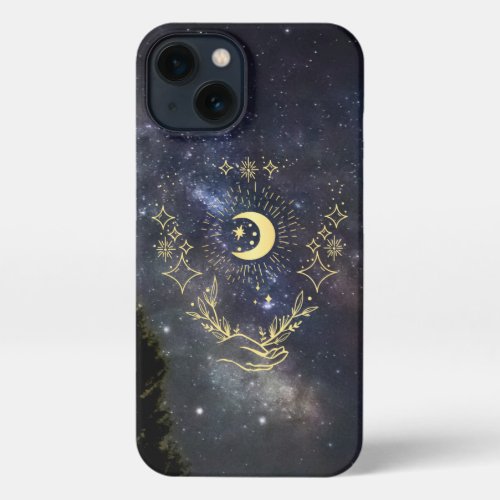 Celestial art Moon and Stars iPhone 13 Case