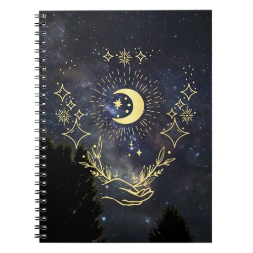 Celestial art Moon and Stars Notebook