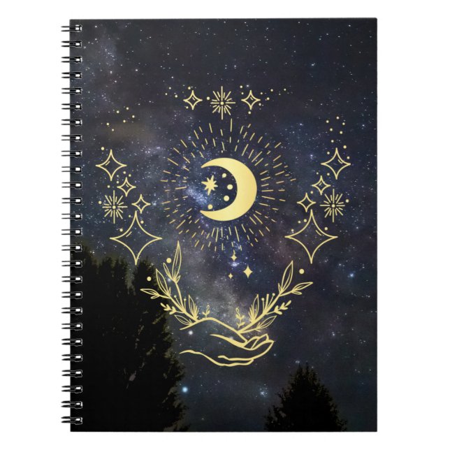 Celestial art Moon and Stars Notebook (Front)