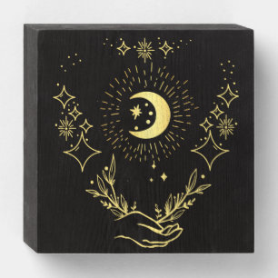 Celestial art Moon and Stars Wooden Box Sign