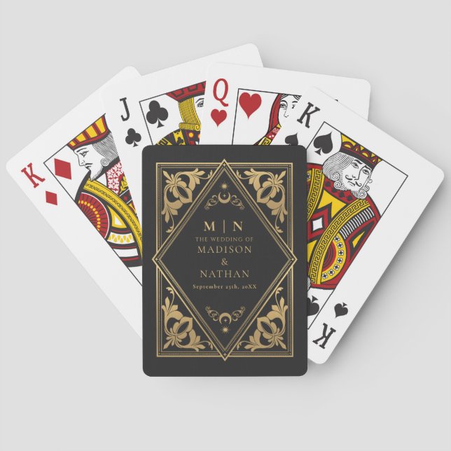 Celestial Art Nouveau Tarot Gothic Wedding Favor Poker Cards (Back)