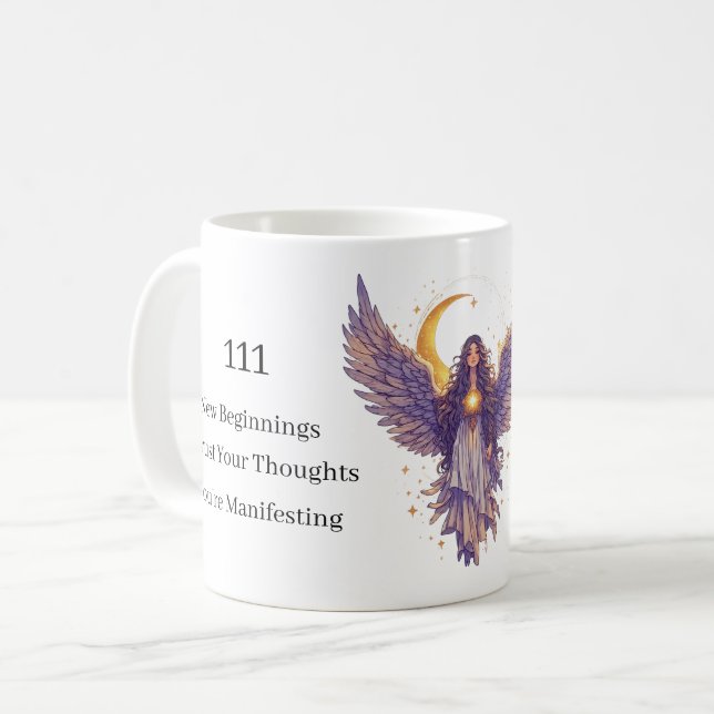 Celestial Art Personalized Angel Number Coffee Mug (Front Left)
