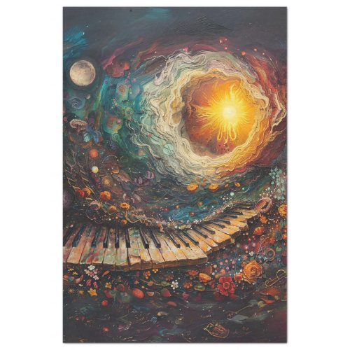 Celestial Art Piano Planets Stars Decoupage  Tissue Paper