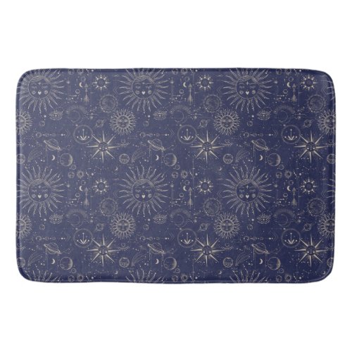 Celestial Astronomy Navy Pattern  Bath Mat