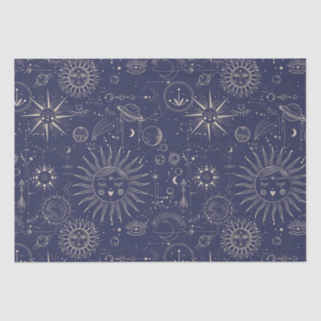 Celestial Astronomy Navy Pattern  Tissue Paper (Front)