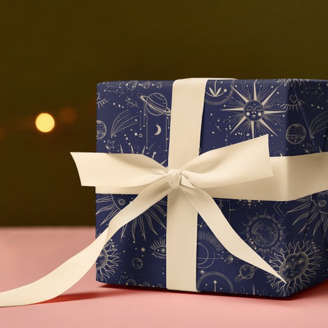 Celestial Astronomy Navy Pattern   Wrapping Paper (Creator Uploaded)