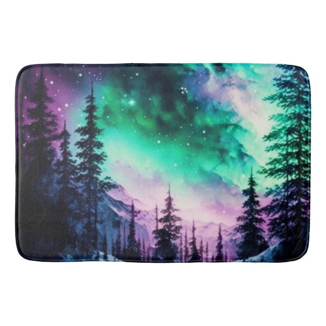 Celestial Aurora Borealis Northern Lights Vivid  Bath Mat (Front)