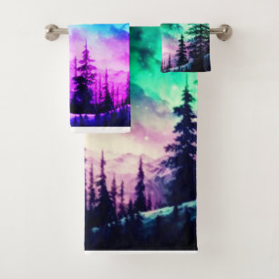 Celestial Aurora Borealis Northern Lights Vivid Bath Towel Set