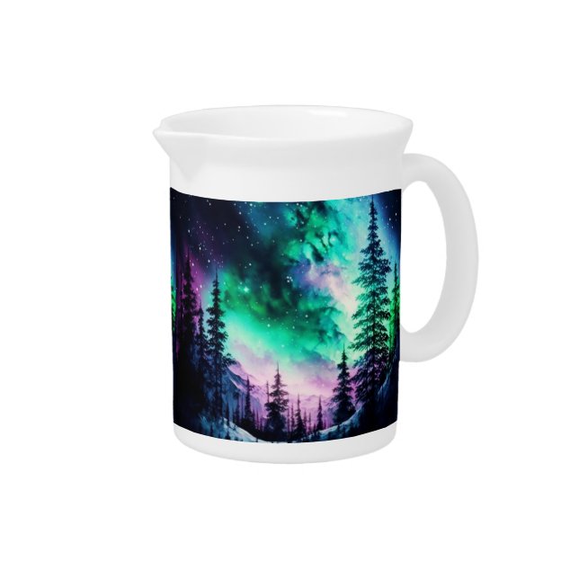 Celestial Aurora Borealis Northern Lights Vivid  Beverage Pitcher (Right)