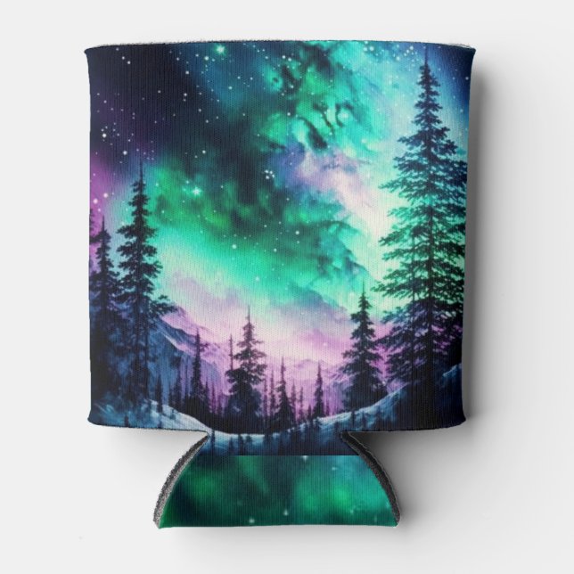 Celestial Aurora Borealis Northern Lights Vivid  Can Cooler (Front)