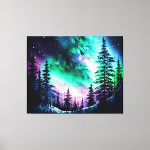 Celestial Aurora Borealis Northern Lights Vivid Canvas Print