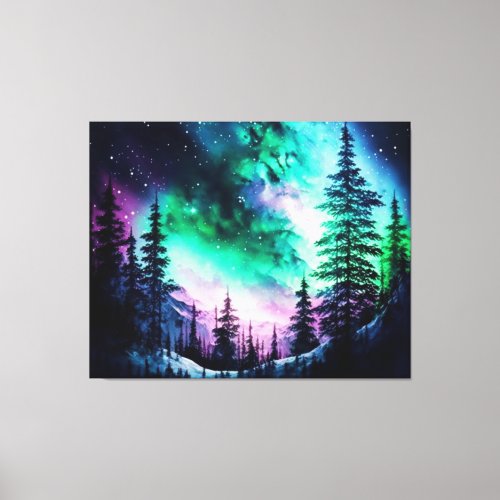 Celestial Aurora Borealis Northern Lights Vivid  Canvas Print