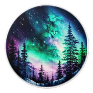 Celestial Aurora Borealis Northern Lights Vivid Ceramic Knob