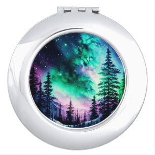 Celestial Aurora Borealis Northern Lights Vivid Compact Mirror